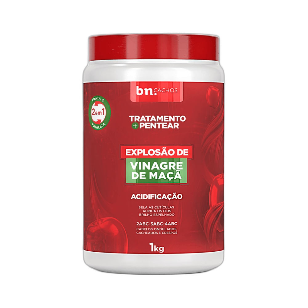 Creme Beleza Natural Explosão de Vinagre de Maçã 1kg para cabelos cacheados e crespos.